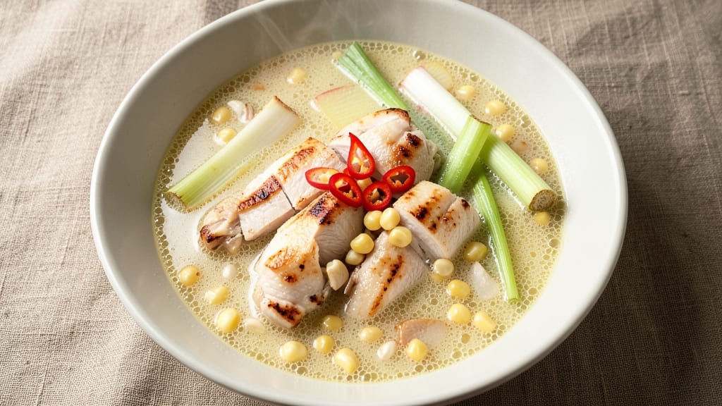 Asian Chicken and Corn Soup Recipe: Fragrant Ginger-Lime Broth With Silky Noodles