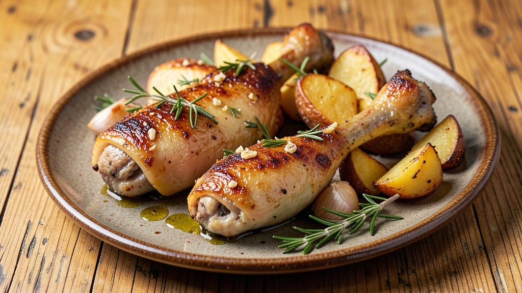 Baked Chicken Legs And Potatoes Recipe: Crispy-Skinned Roast with Fluffy Taters