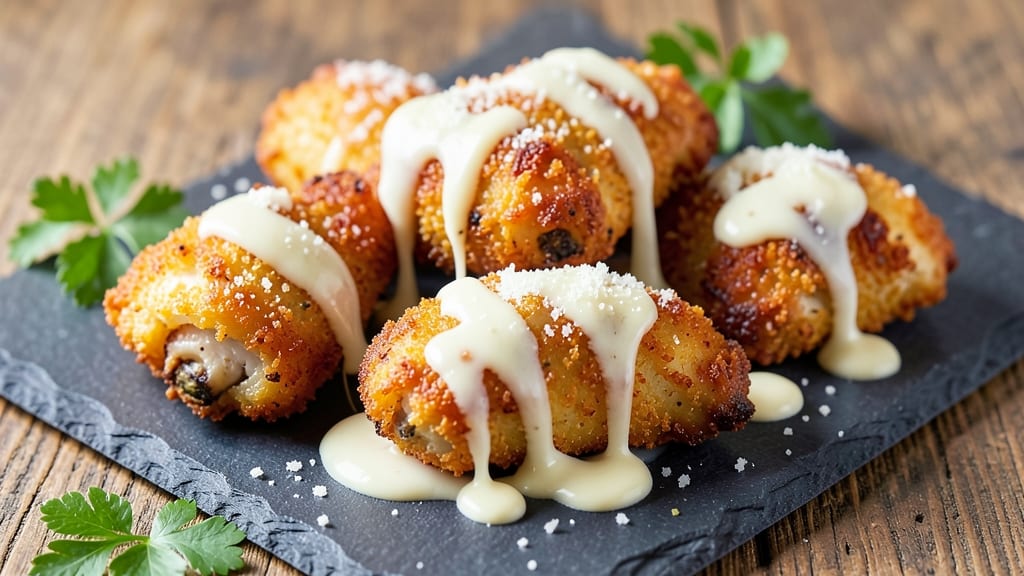 Baked Chicken Wing Dings Recipe: Crispy Parmesan Crunch With Melty Mozzarella Rivers