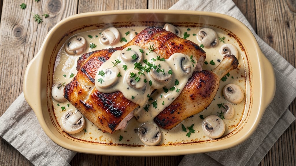 Baked Chicken Thighs With Mushrooms Recipe: Savory Herb-Crusted Bites in One Pan