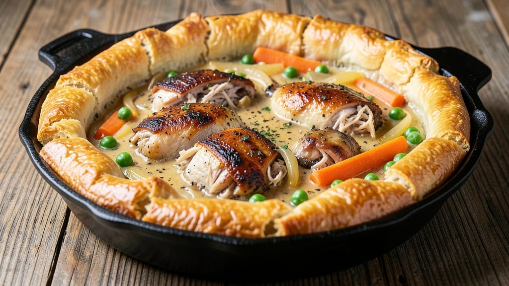 America's Test Kitchen Cast Iron Chicken Pot Pie Recipe: Flaky Pastry and Savory Gravy Harmony