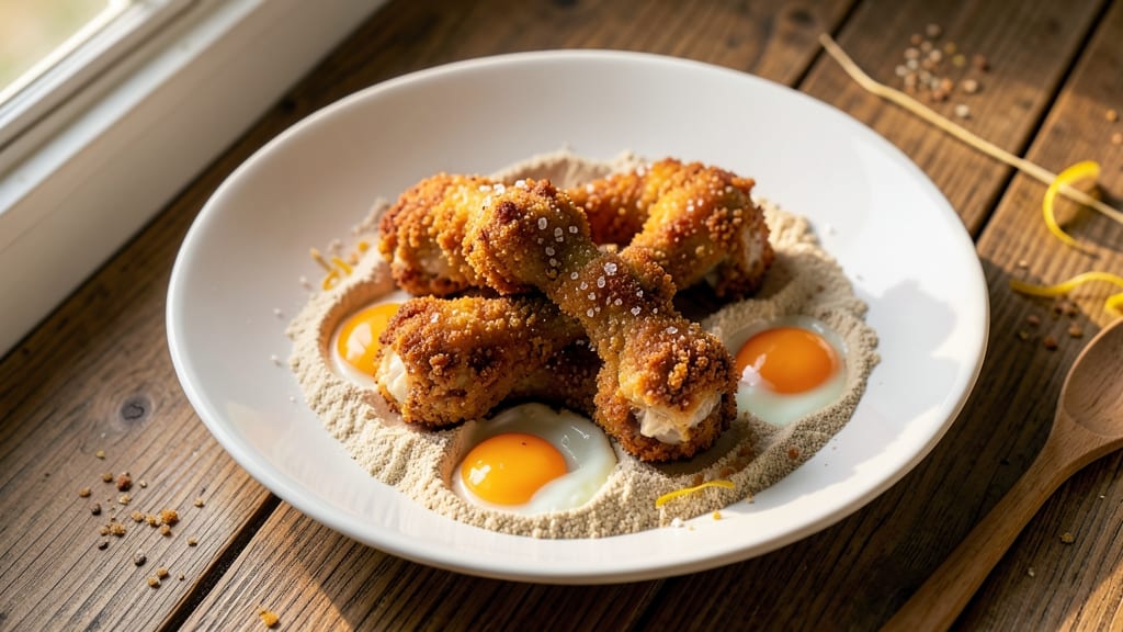 Baked Breaded Chicken Legs Recipe: Crispy-Puffed Skin Through Double-Dredge Magic