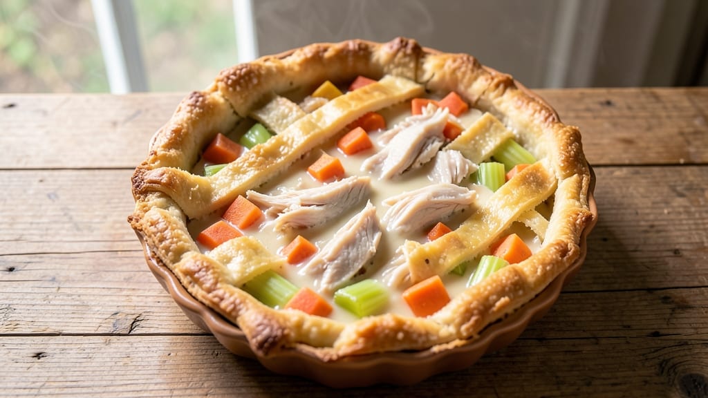Campbell's Cream of Chicken Pot Pie Recipe: Celery Crown Crunch Over Ultra Creamy Filling