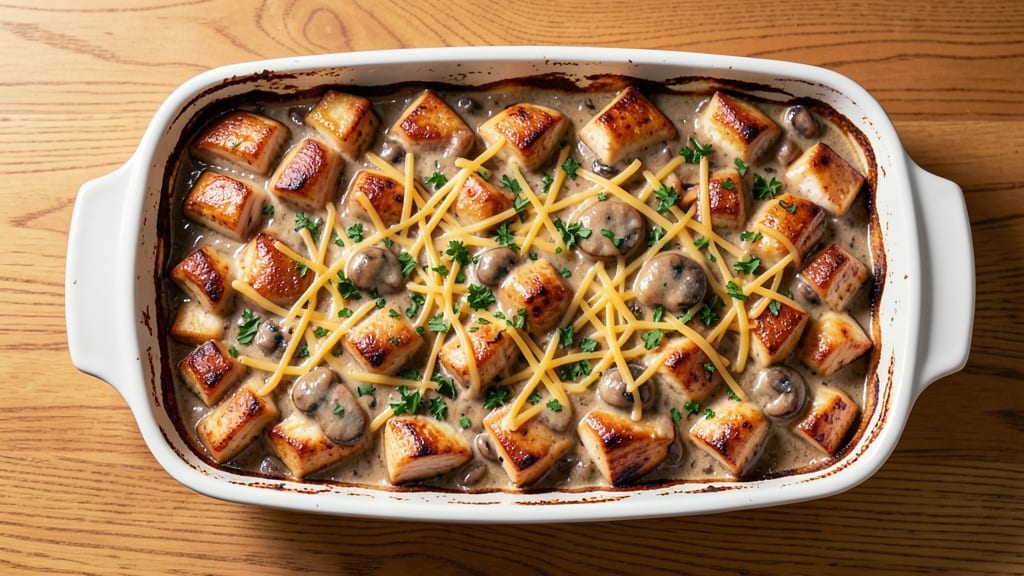 Campbell's Cream of Mushroom Chicken Casserole Recipe: Celery Crown Crunch Over Ultra-Smooth Yolk Magic