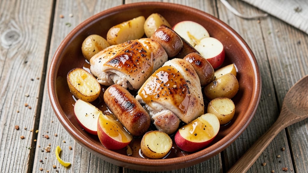 Apple Chicken Sausage and Potatoes Recipe: One-Pan Apple Cider Glaze Magic