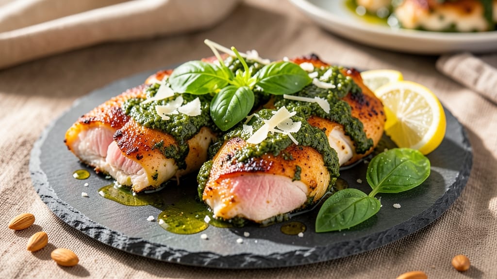 Baked Basil Pesto Chicken Recipe: Herb-Infused Crispy Skin and Melty Cheese