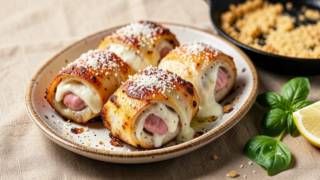 Baked Mozzarella Chicken Rolls Recipe: Crispy Parmesan-Crusted Cheese Rivers