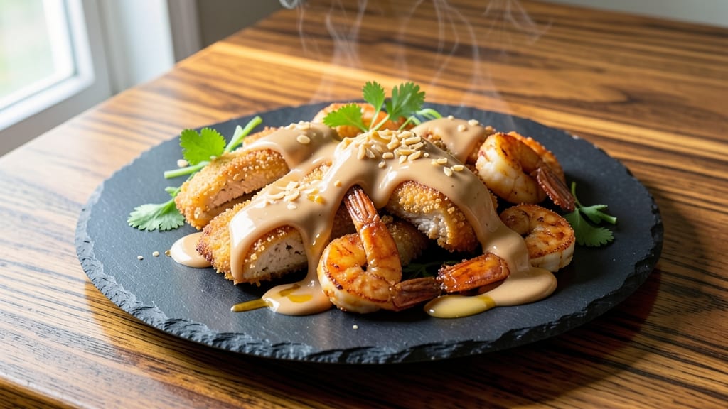 Bang Bang Chicken and Shrimp Copycat Recipe: Crispy Cornflake Crunch With Creamy Peanut Sauce Rivers